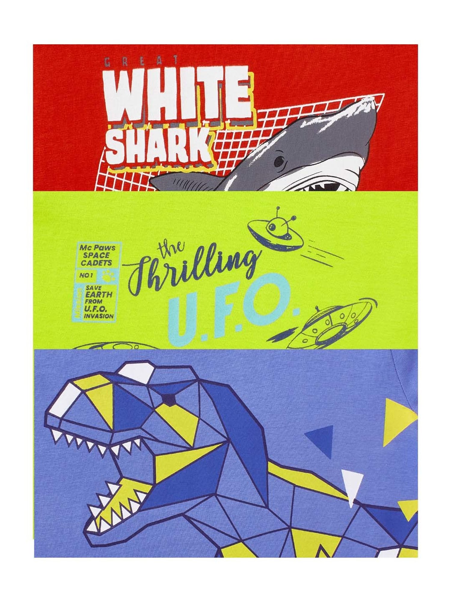 Cub McPaws Boys Multicolor Cotton Printed T-Shirt (Pack of 3)