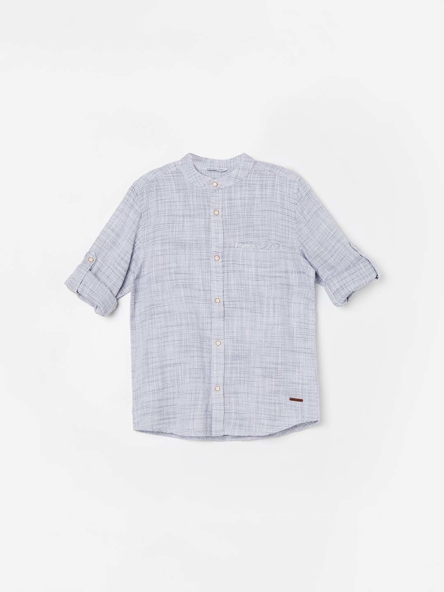 Fame Forever by Lifestyle Kids Blue Cotton Self Pattern Full Sleeves Shirt