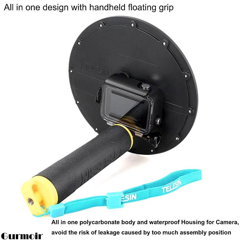 Telesin Dome Lens 6" Dome Port for Gopro Hero 8 Black Action Cameras Snorkeling Underwater Diving Dome with Waterproof Housing Case Trigger and Soft Rubber Floating