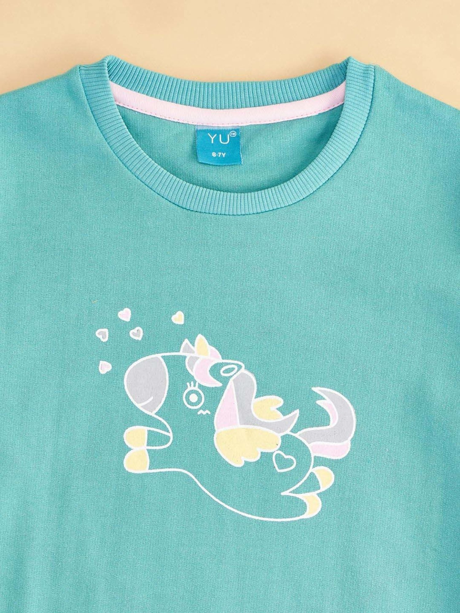 KIDS ONLY Blue Cotton Embroidered Full Sleeves Sweatshirt