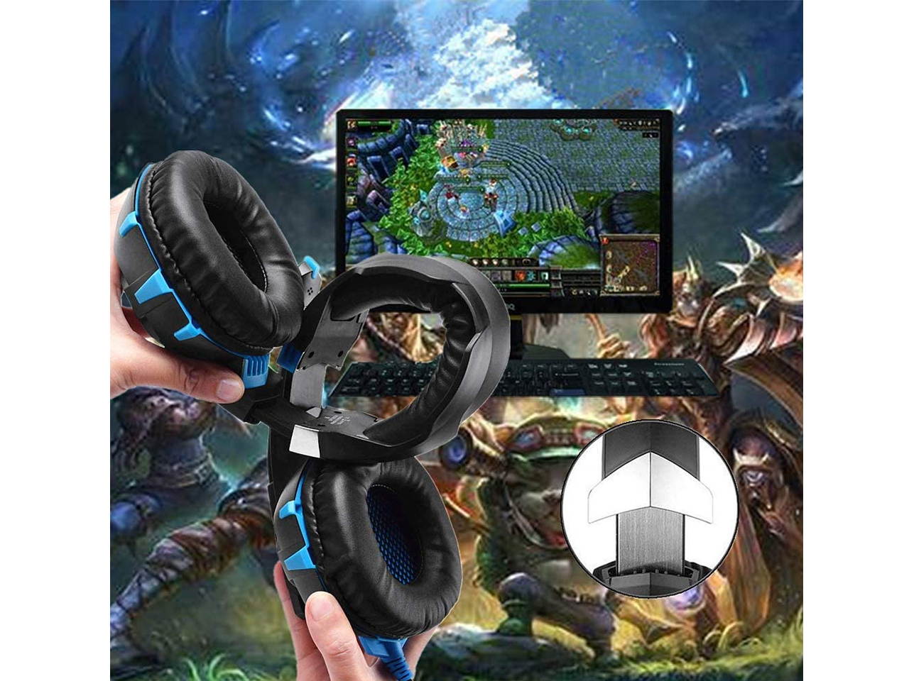 Gaming Headset Xbox One Headset PS4 Headset with Crystal Clear Mic & LED Light, Compatible with PC, PS4, Xbox One Controller