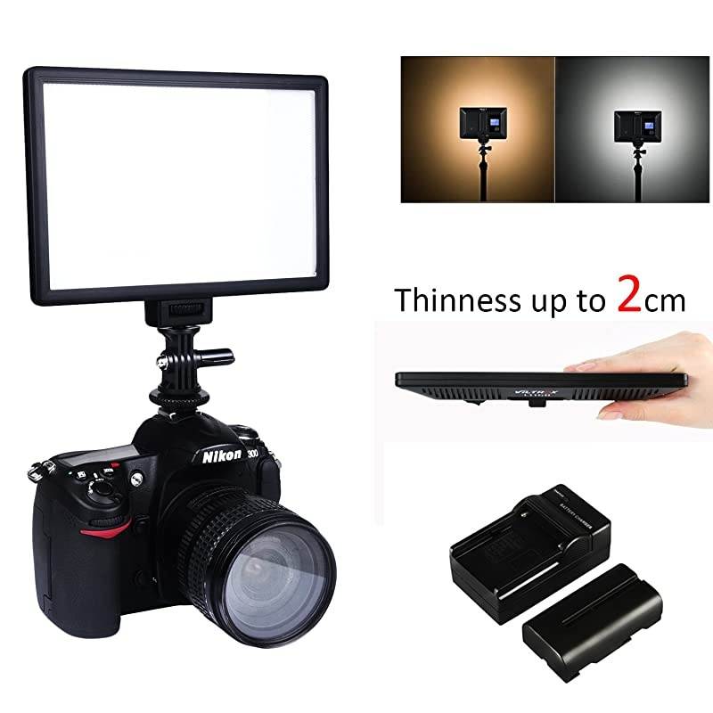 L116T Key Light LED Video Light Kit,3300K-5600K On Camera Video Light Video Conference Live Broadcast Light with NP-F550 Lithium Battery