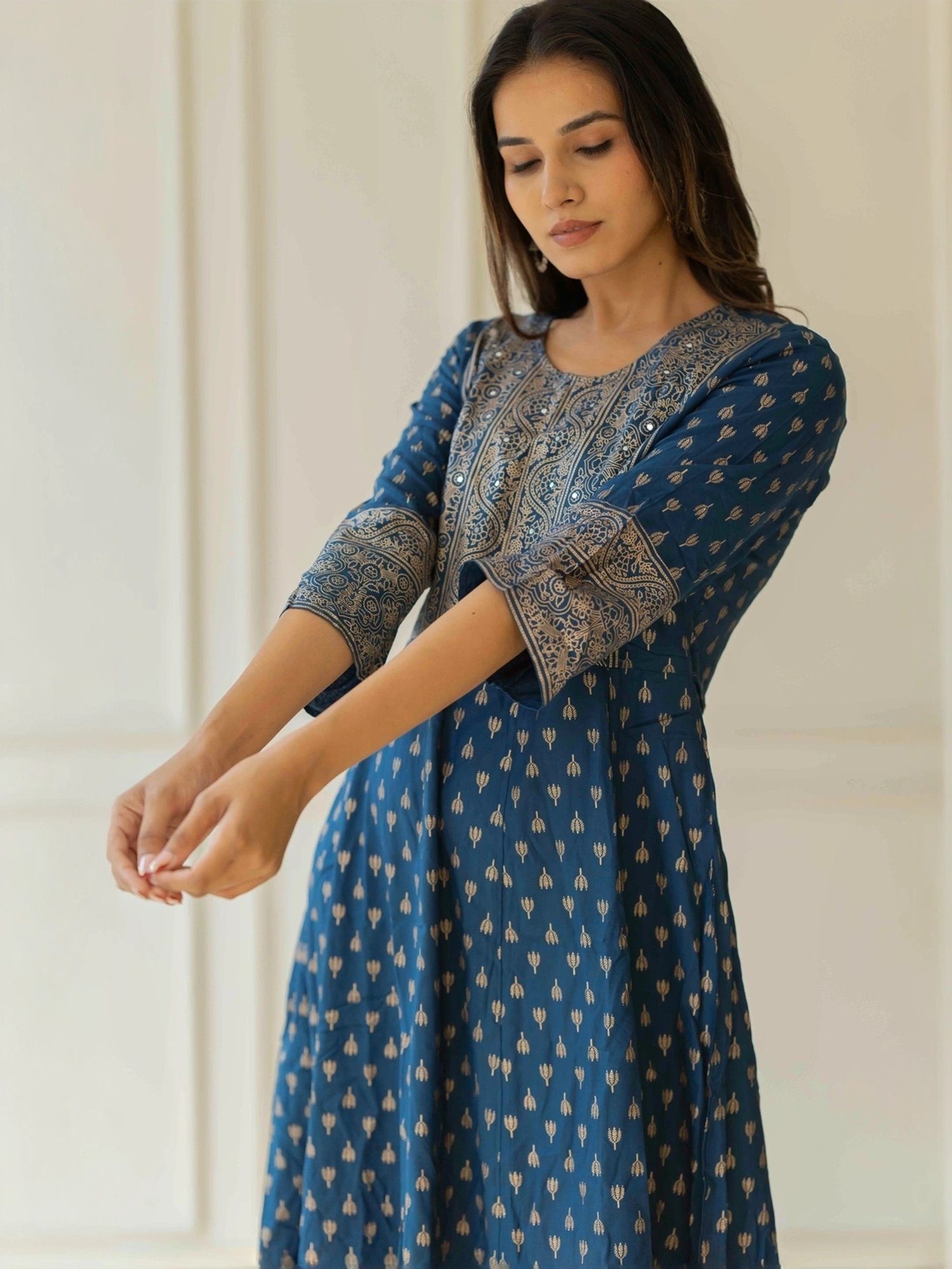 MIRCHI FASHION Blue Cotton Printed A-Line Dress