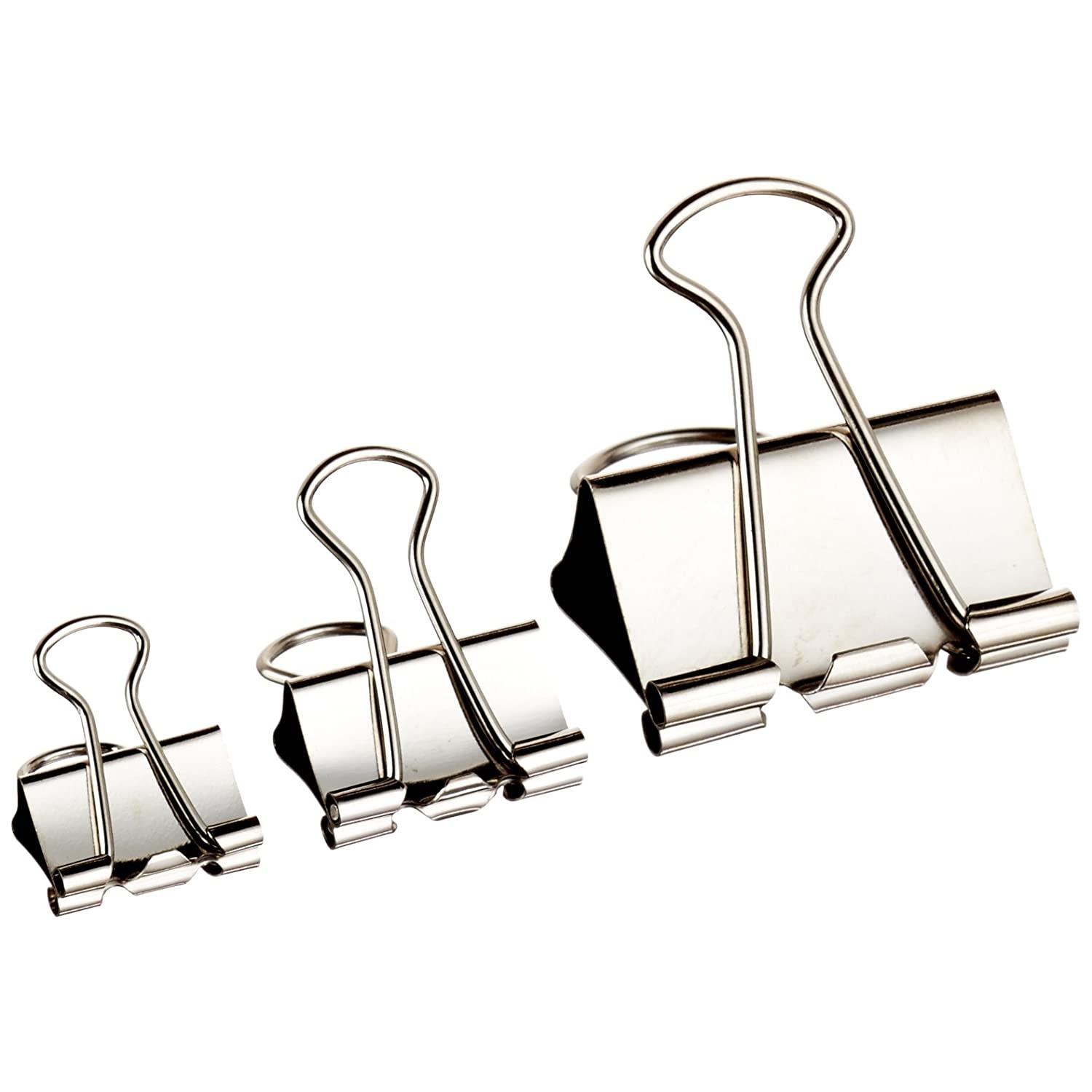 School Smart Presentation Binder Clips - Assorted Sizes - Pack of 30 - Silver