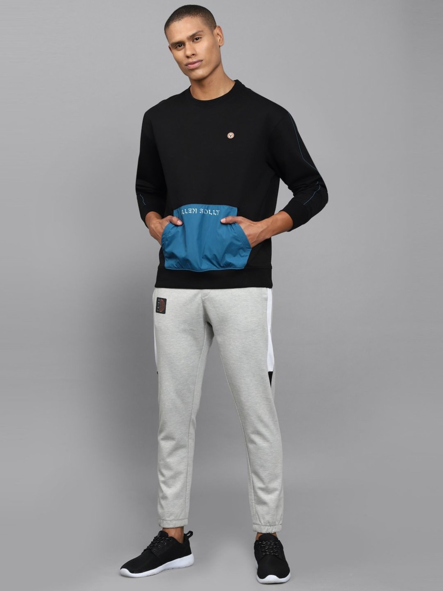 Tribe Black Regular Fit Colour Block Sweatshirt