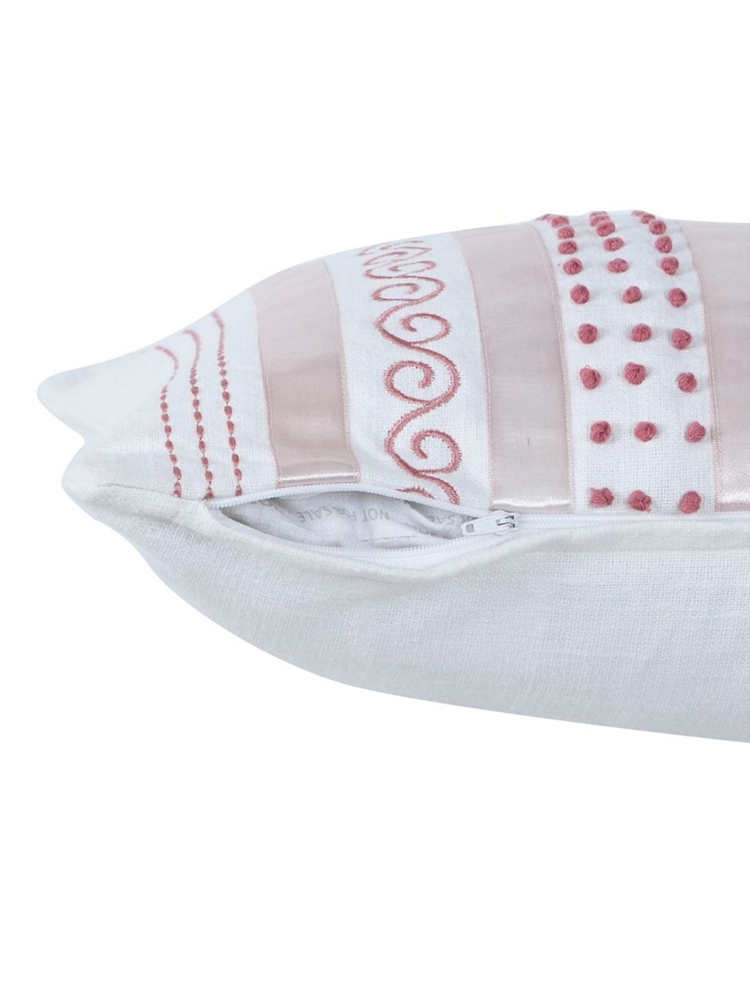 Maspar Tranquil Essence Adornment Lacery Embroidery Peach Cotton Medium Cushion Cover