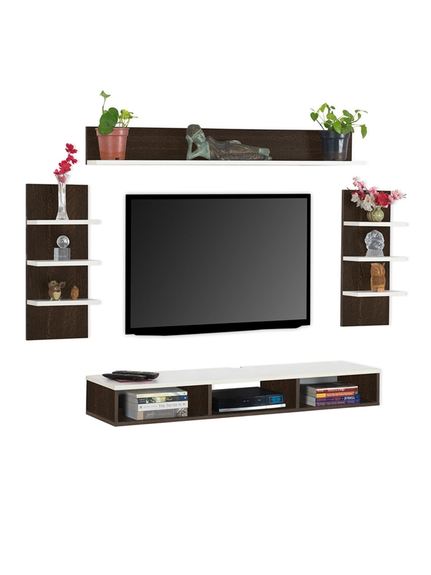 Delite Kom Flex Flowery Wenge & Acacia Dark Engineered Wood TV Entertainment Unit