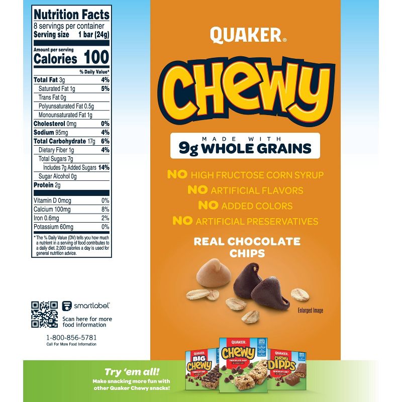 Quaker Chewy Peanut Butter Chocolate Chip Granola Bars - 8ct