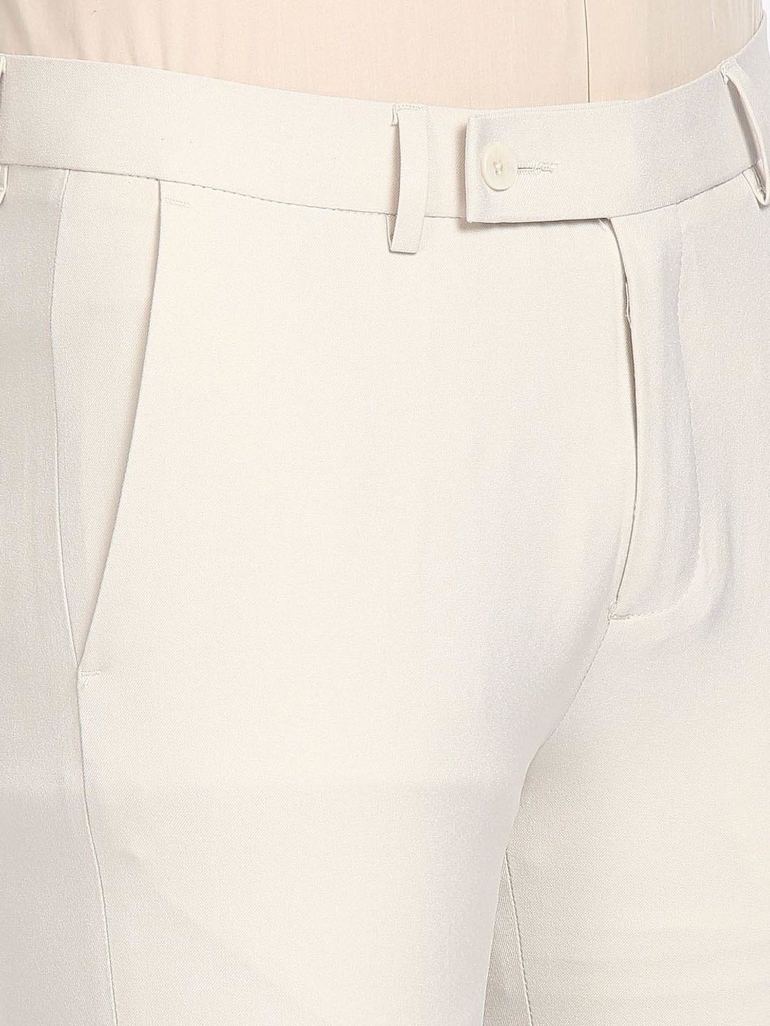 Arrow White Slim Fit Trousers