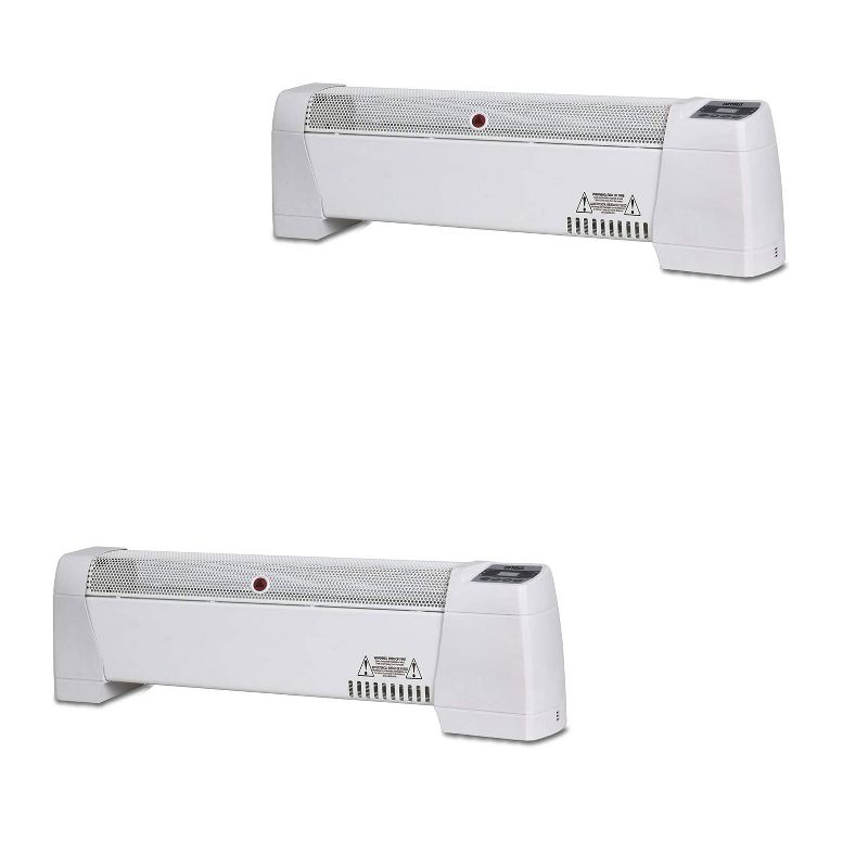 Optimus H-3603 Portable Electric Baseboard Convection Room Heater with Automatic Thermostat Control and Digital Display for Indoor Heating (2 Pack)