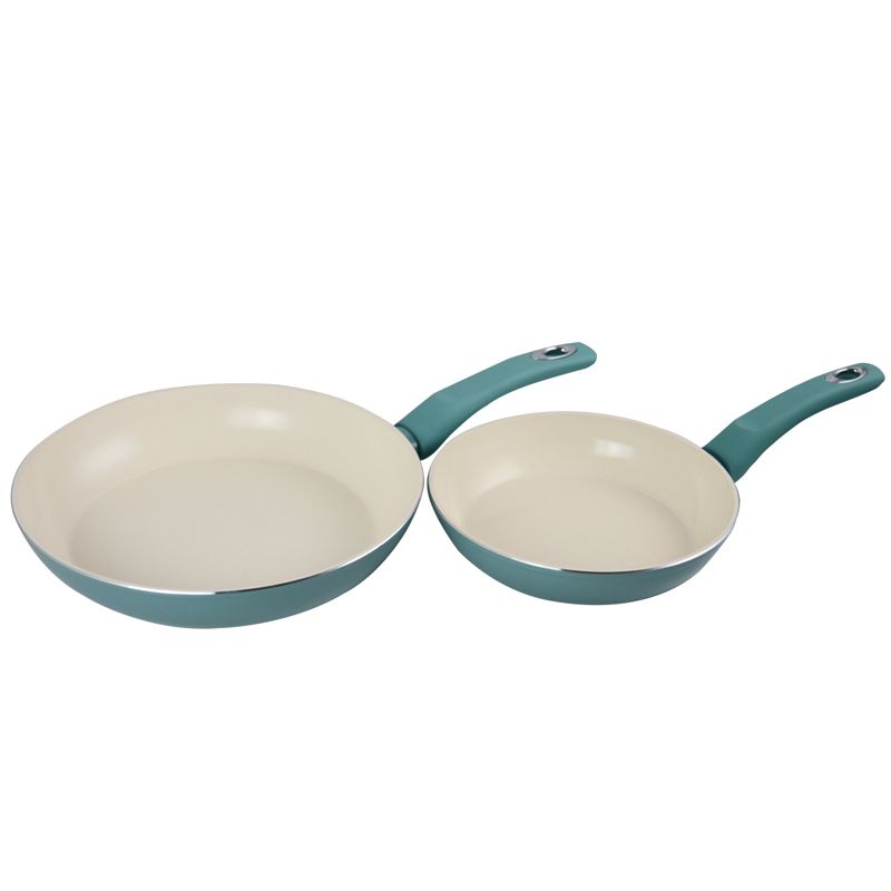 Gibson Home Plaza Cafe 2 Piece Aluminum Frying Pan Set with Soft Touch Handles in Sky Blue
