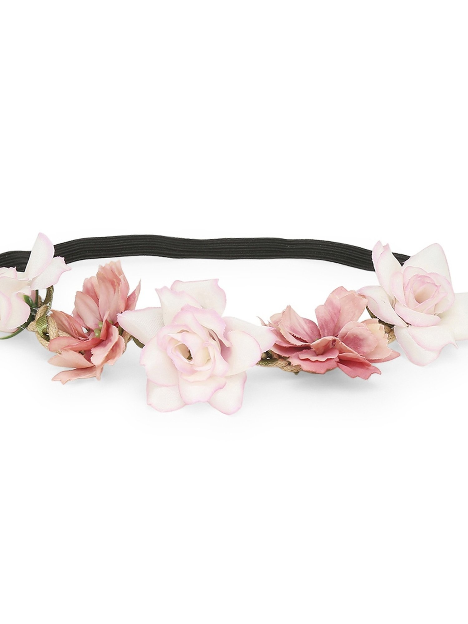 OOMPH Pink & White Fabric Floral Hair Band