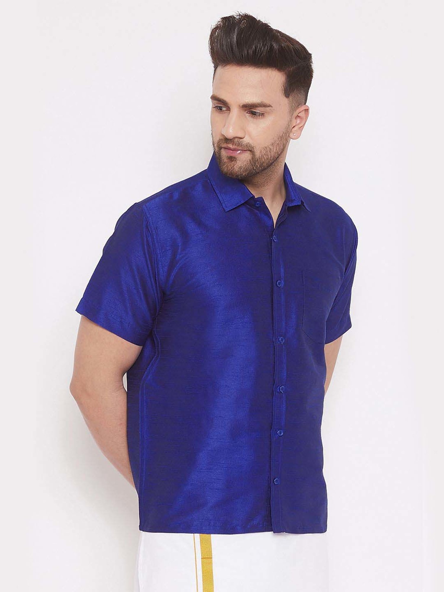 Ramraj Red Cotton Regular Fit Shirt