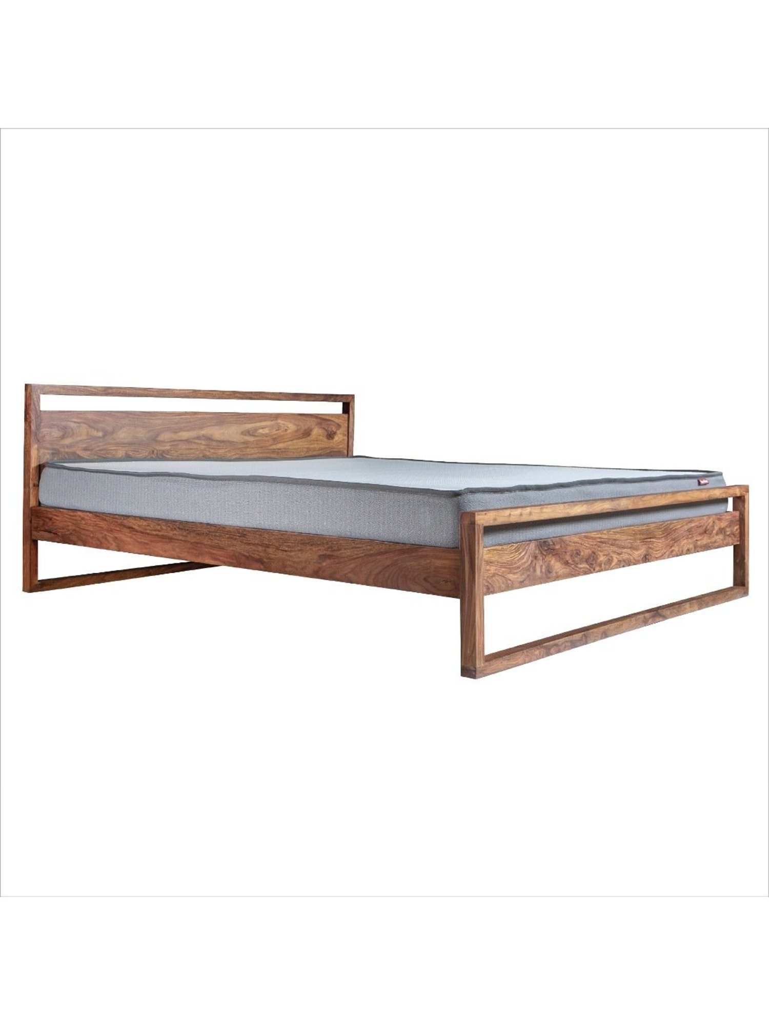 Duroflex Synergy Brown Sheesham Wood King Bed in Stone Finish