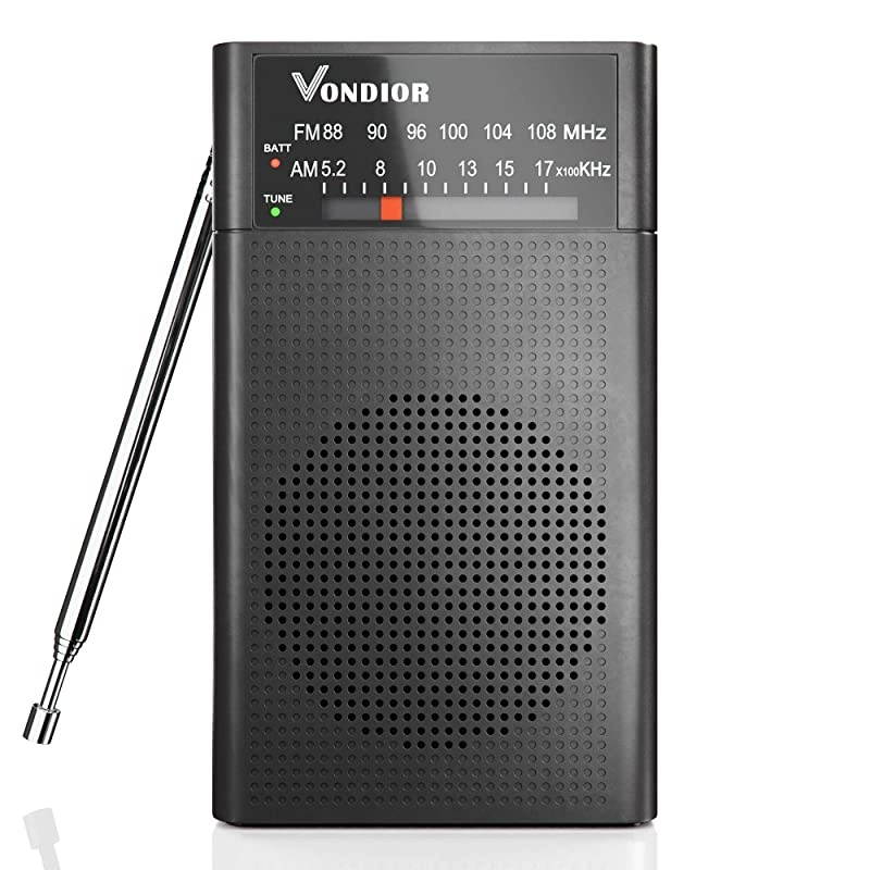 AM FM Radio - Best Reception and Longest Lasting. AM FM Battery Operated Portable Pocket Player Operated by 2 AA Battery, Mono Headphone Socket, by  (Black)