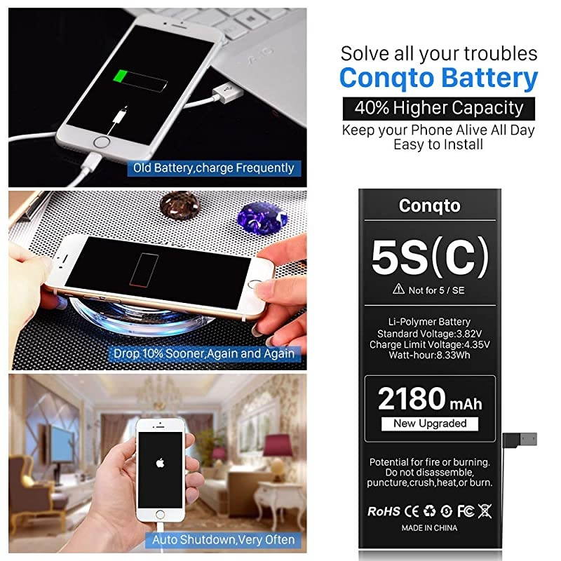 Battery for iPhone 5S 5C Not 5 or SE High Capacity New Upgrade 0 Cycle Durable LiPolymer Replacement Battery with Full Set Repair Tool Kit Adhesive amp Instructions