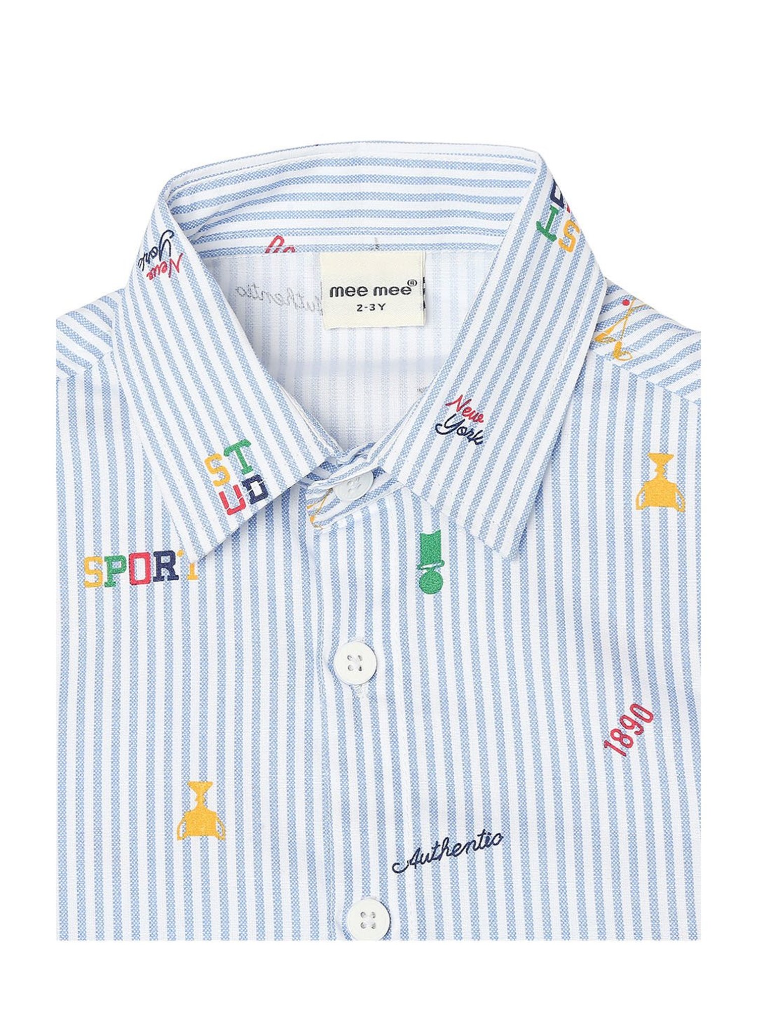 Mee Mee Kids Blue & White Striped Full Sleeves Shirt