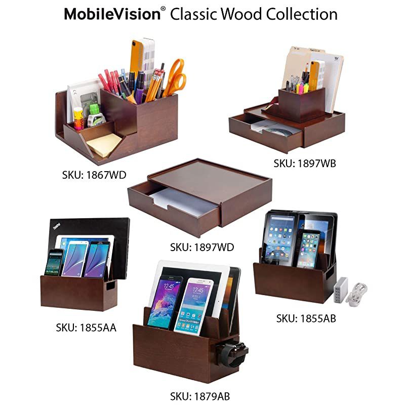 Wood Charging Station & Compatible Adapter for Apple Watch Combo Multi Device Organizer for Apple Watch, Smartphones, Tablets, Laptops, and More