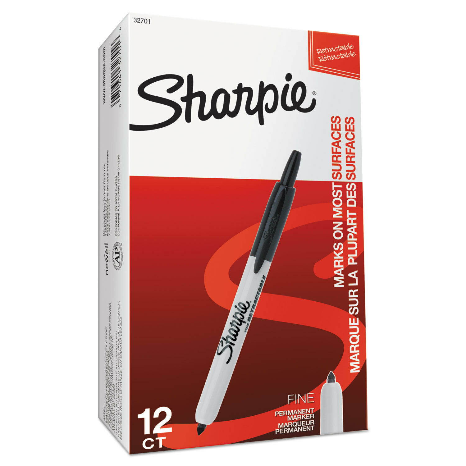 Sharpie Retractable Permanent Marker Fine Point Black 32701