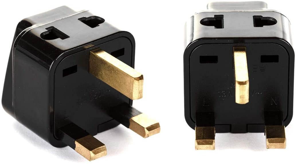 OREI 2 in 1 USA to UK/Hong Kong Adapter Plug (Type G) - 2 Pack, Black