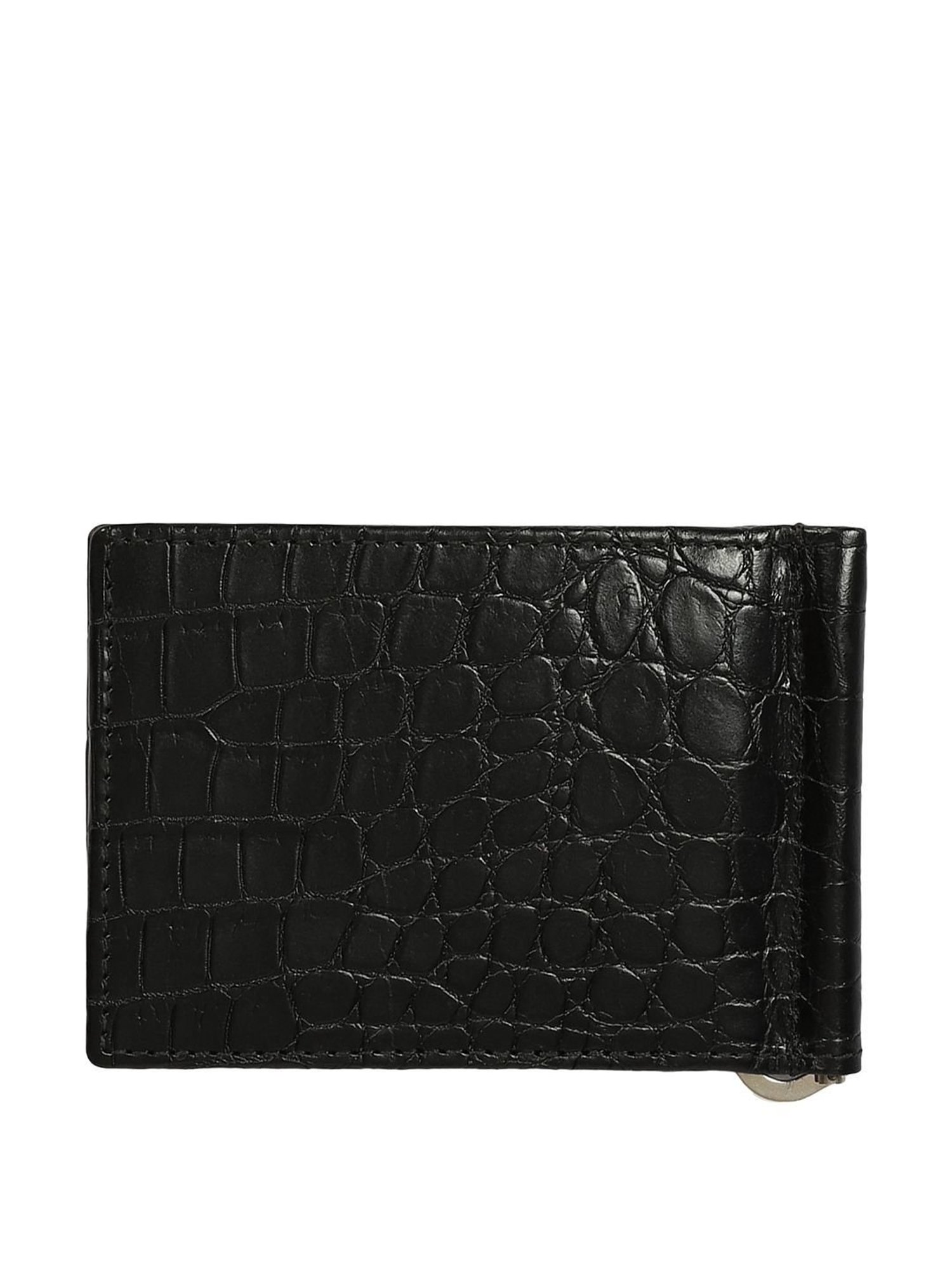 Carlton London Black Casual Leather Money Clip For Men