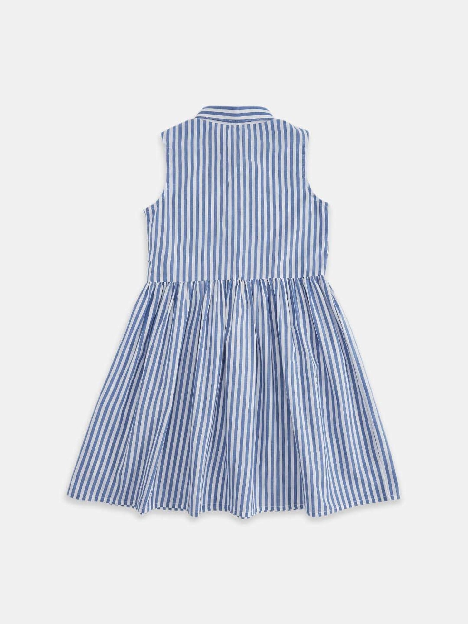 Pantaloons Junior Blue Cotton Striped Dress