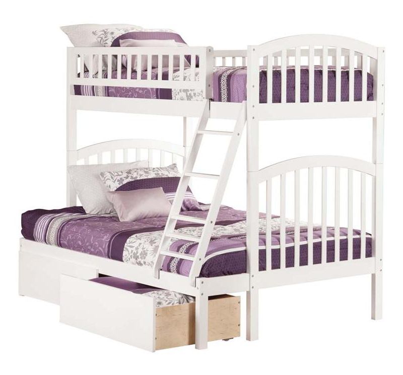 Richland Bunk  Twin over Twin w/ Raised Panel Trundle White - Atlantic Frame