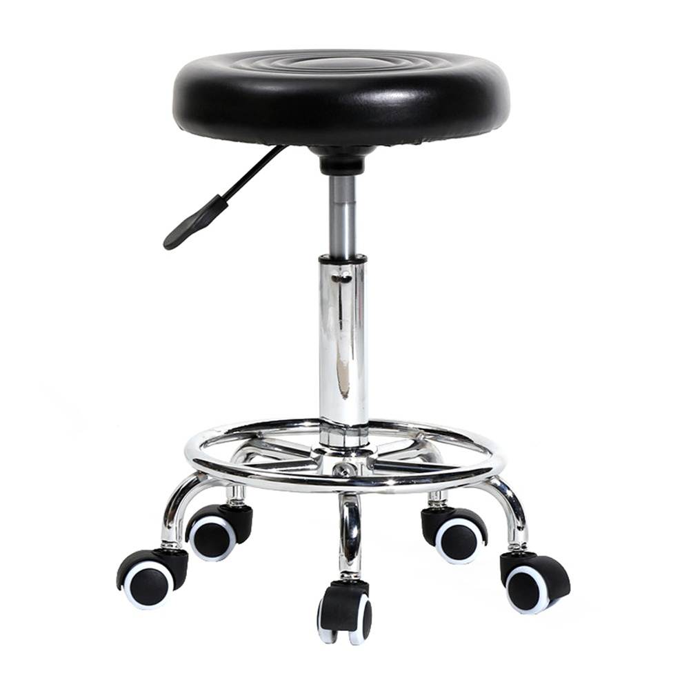 HOMEMAXS Round Swivel Stool Chair, Rolling Drafting Stool Chair with Height Adjustable Base for Office and Massage Spa Medical Salon Tattoo Beauty Barber (Black)