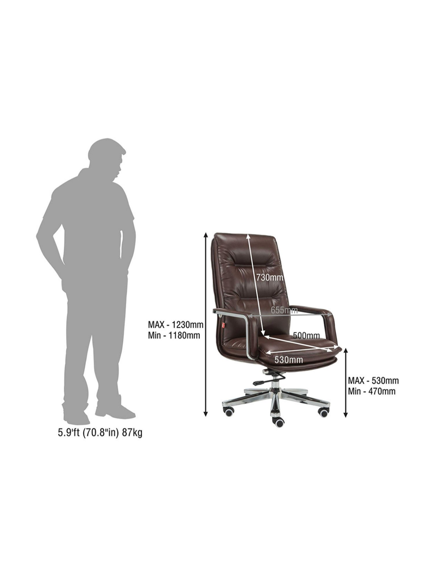 Durian Camden Brown Premium Leatherette & Chrome High Back Director Chair