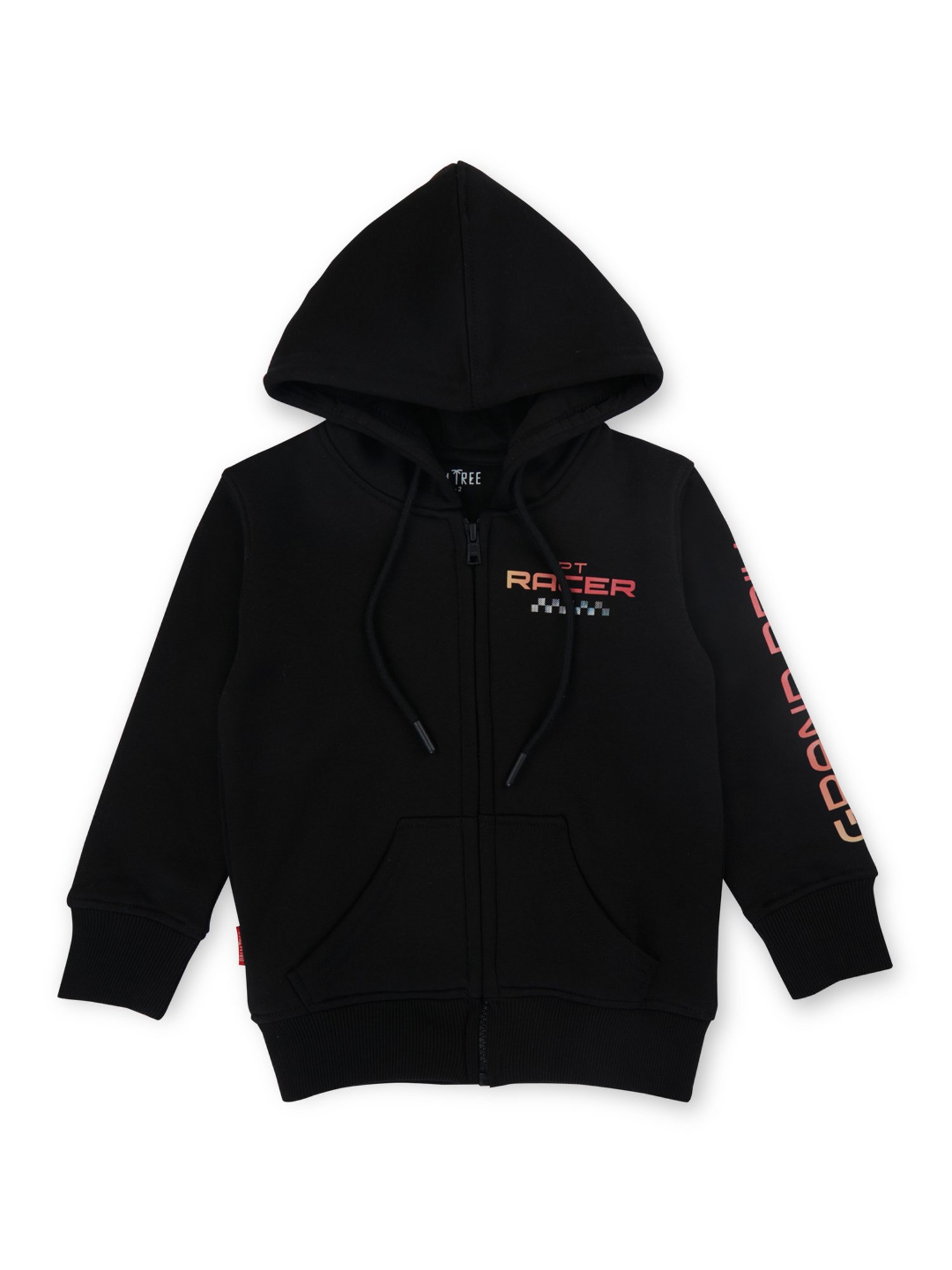 Palm Tree Kids Black Printed Full Sleeves Jacket