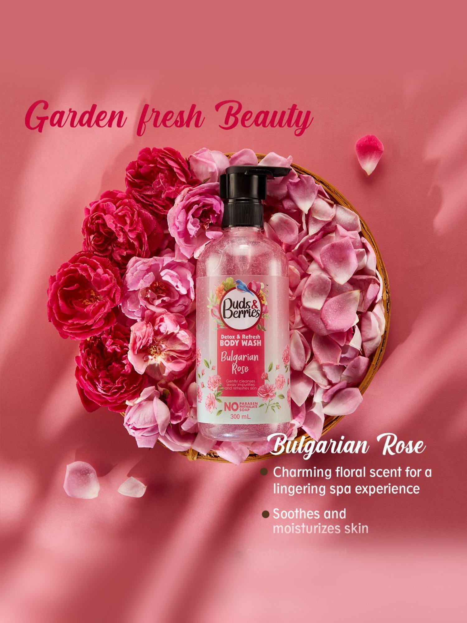 Buds & Berries Bulgarian Rose Detox & Refresh Body Wash - 300 ml