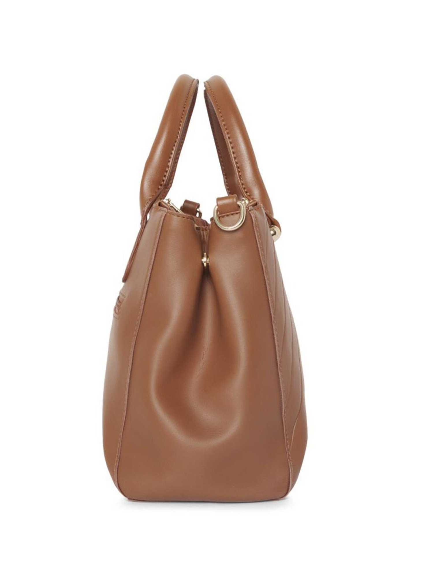 Lavie Embomnia Tan Synthetic Textured Handbag