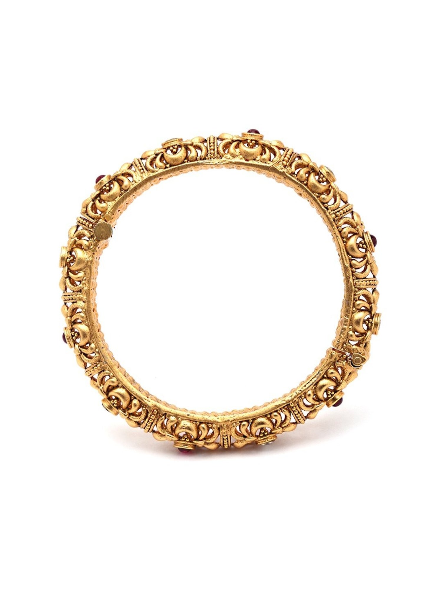 Karatcart Rajwadi Antique Gold-Plated Floral Rajwadi Temple Bangles for Women - Set of 2