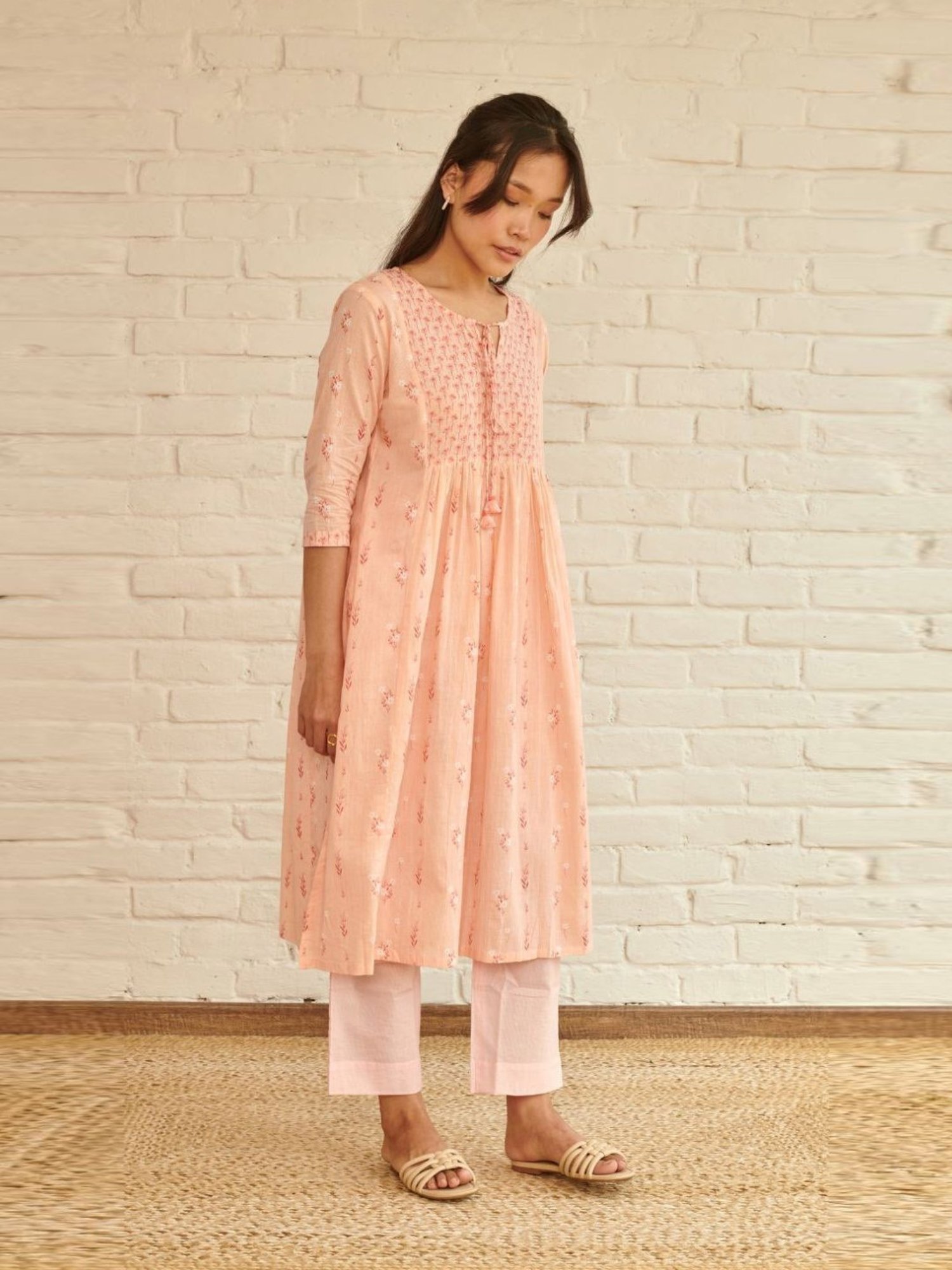 Prakriti Jaipur Peach Peony Kurta