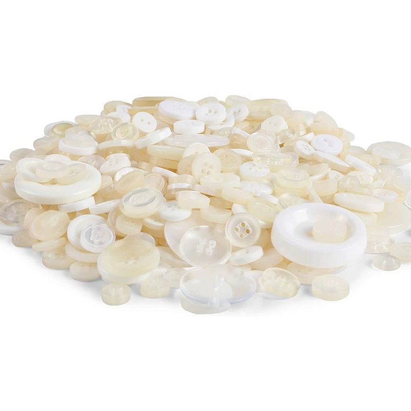 700 Pieces Round White Resin Buttons 0.8-3cm with 2 and 4 Holes for DIY Crafts, Sewing and Scrapbooking