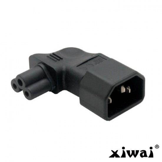Xiwai IEC 90 Degree Adapter 3 Poles Male C14 to Micky C5 Right Angled Extension Power Adapter