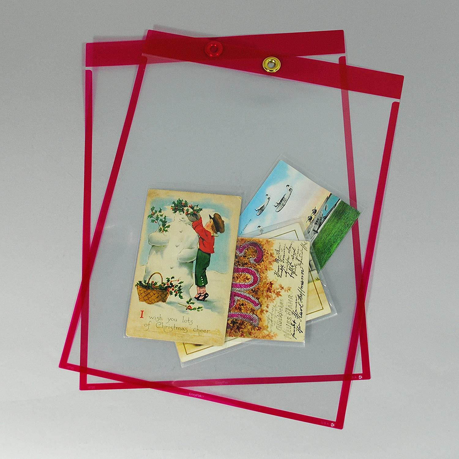 Job Ticket Holders - 9"x12" - Pack of 30 (red) Top-loading with eyelet for hanging