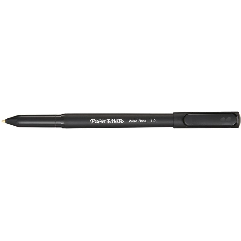 Paper Mate Write Bros. Ballpoint Stick Pen, 1.0 mm Medium Tip, Black Ink/Barrel, pk of 60