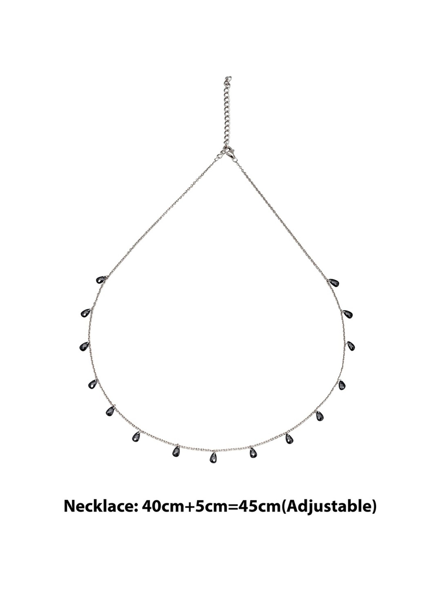 Silberry 92.5 Sterling Silver Black Crystalized Necklace