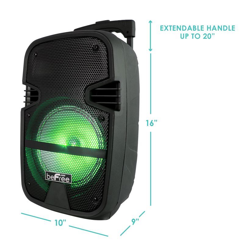 beFree Sound 8in 400 Watt Bluetooth Portable Party PA Speaker System with Illuminating Lights