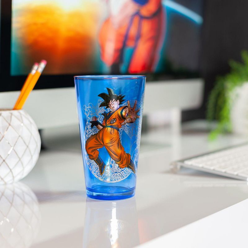 Just Funky Dragon Ball 16 Oz Pint Glass | Goku and Shenron Collectable Blue Drinking Cup