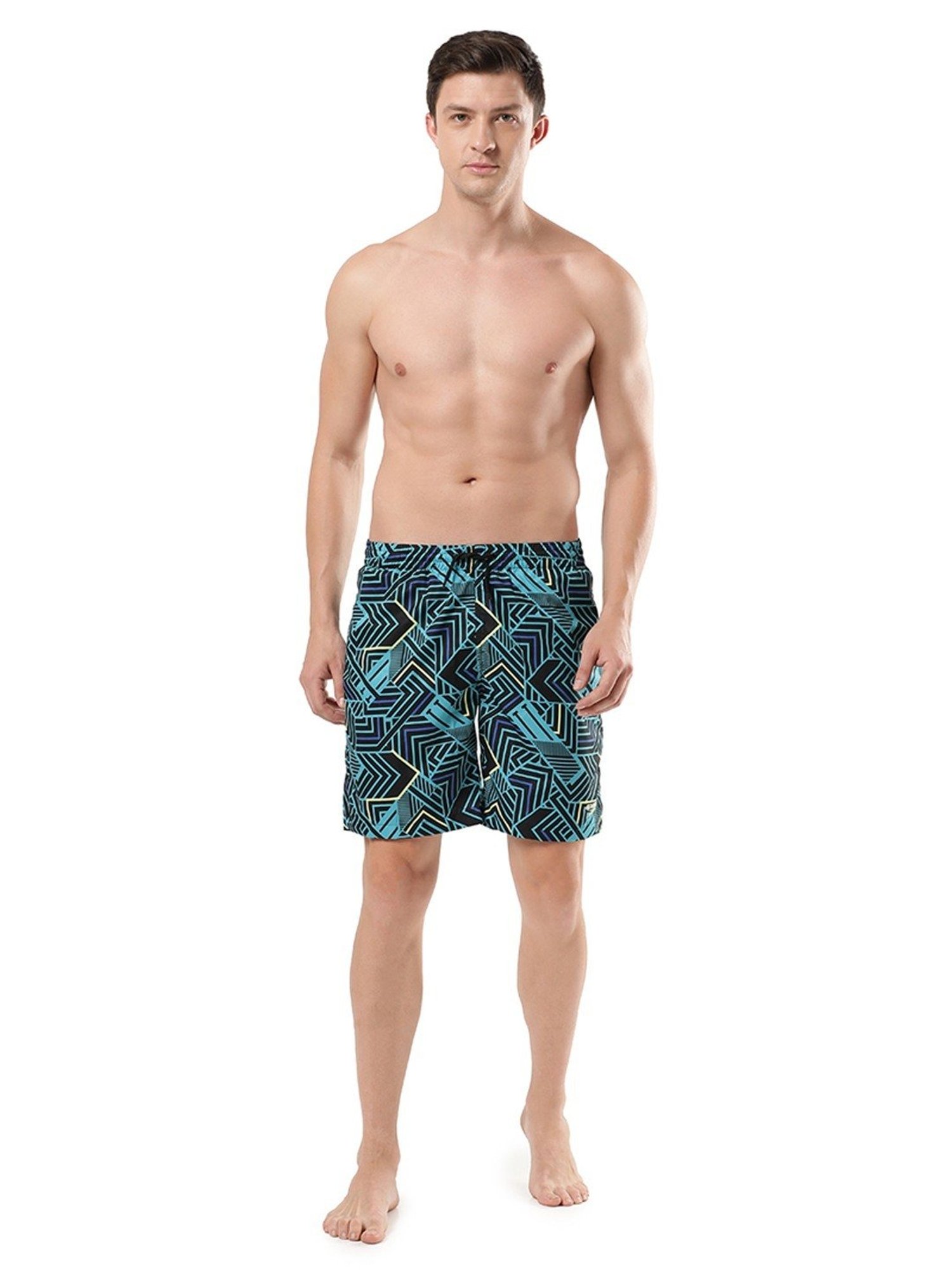 Speedo Navy Regular Fit Printed Swim Shorts