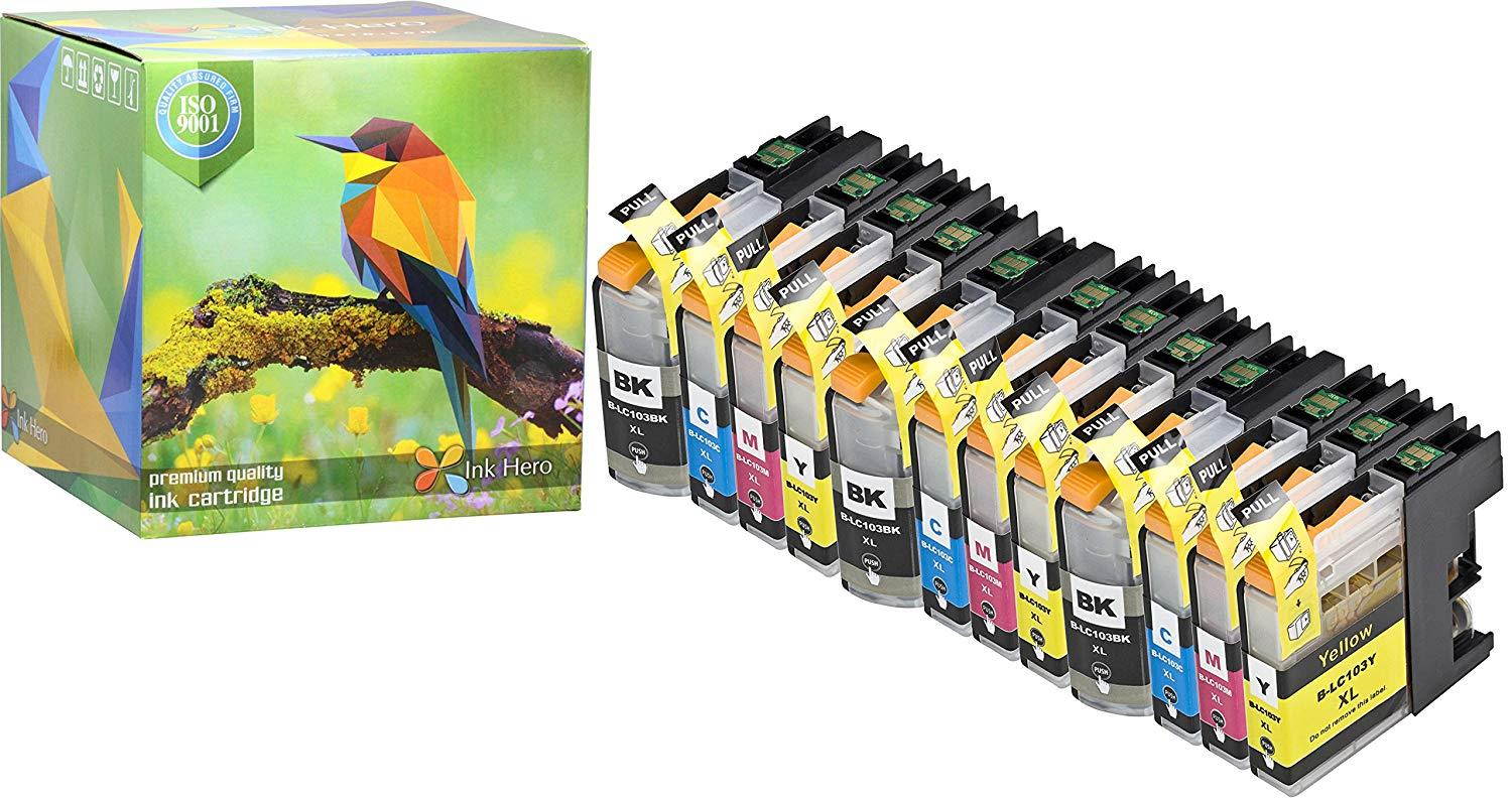 Ink Hero 12 Pack High Yield Cartridges for Brother LC-103 DCP J152W MFC J245 J285DW J4310DW J4410DW J450DW J4510DW J4610DW J470DW J4710DW J475DW J650DW J6520DW J6720DW J6920DW J6920DW J870DW J875DW