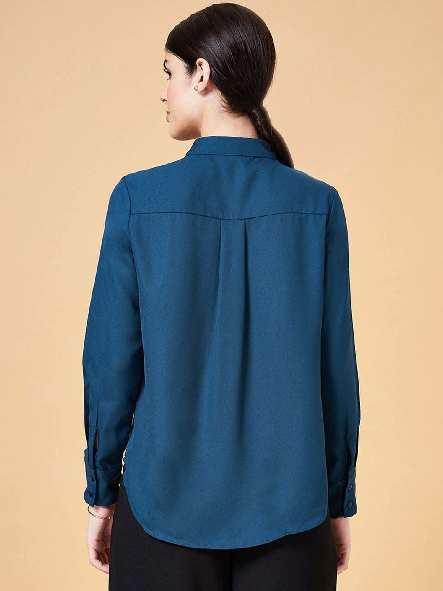 Annabelle by Pantaloons Teal Blue Full Sleeves Top