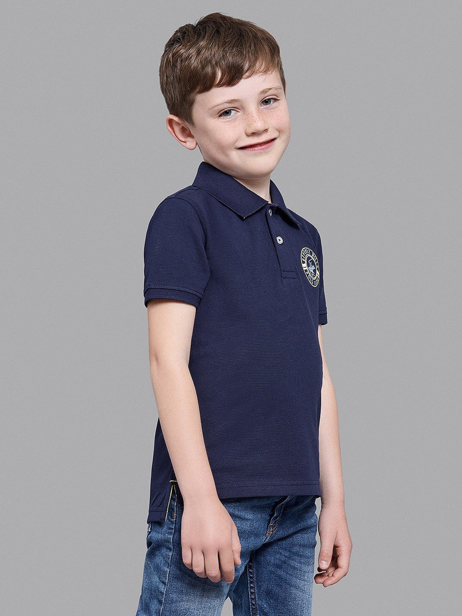Beverly Hills Polo Club Boys Navy Solid Polo T-Shirt
