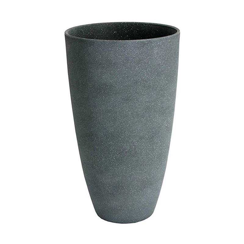 Algreen Acerra Weather Resistant Composite Tall Vase Round Planter Pot 20 x 12 x 12 Inches, Gray Stucco (2 Pack)