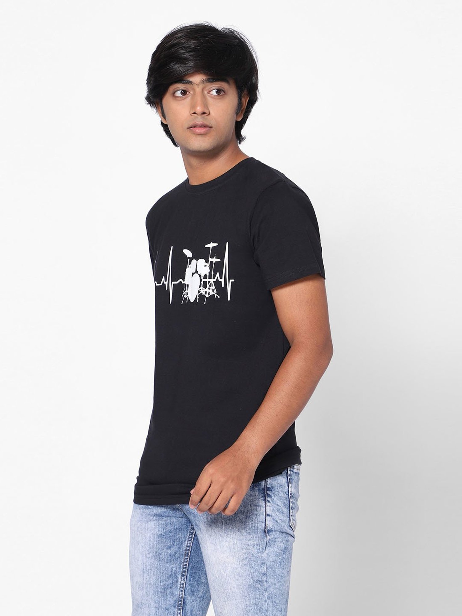 TeenTrums Boys Black Printed T-Shirt