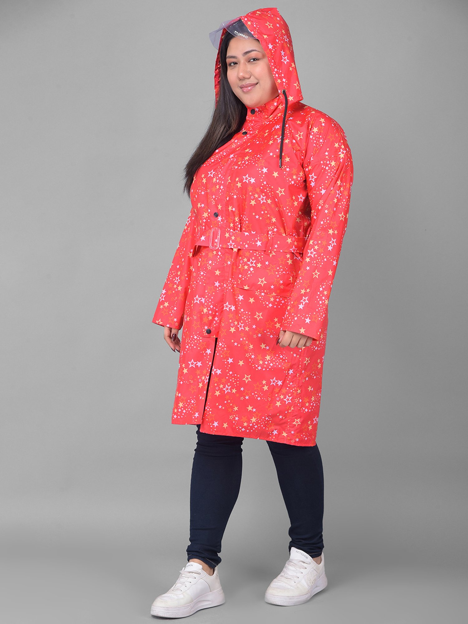 Dollar Red Printed Rain Jacket
