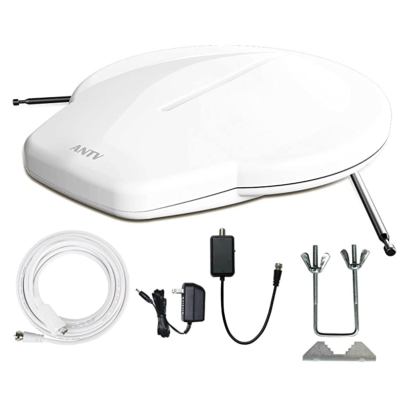 Generation ANTOP Outdoor Amplified HDTV Antenna with OmniDirectional Reception Enchanced VHFUHFLong 65 Miles Range with High Gain Amplifier Booster Fit IndoorOutdoorRVAttic Use