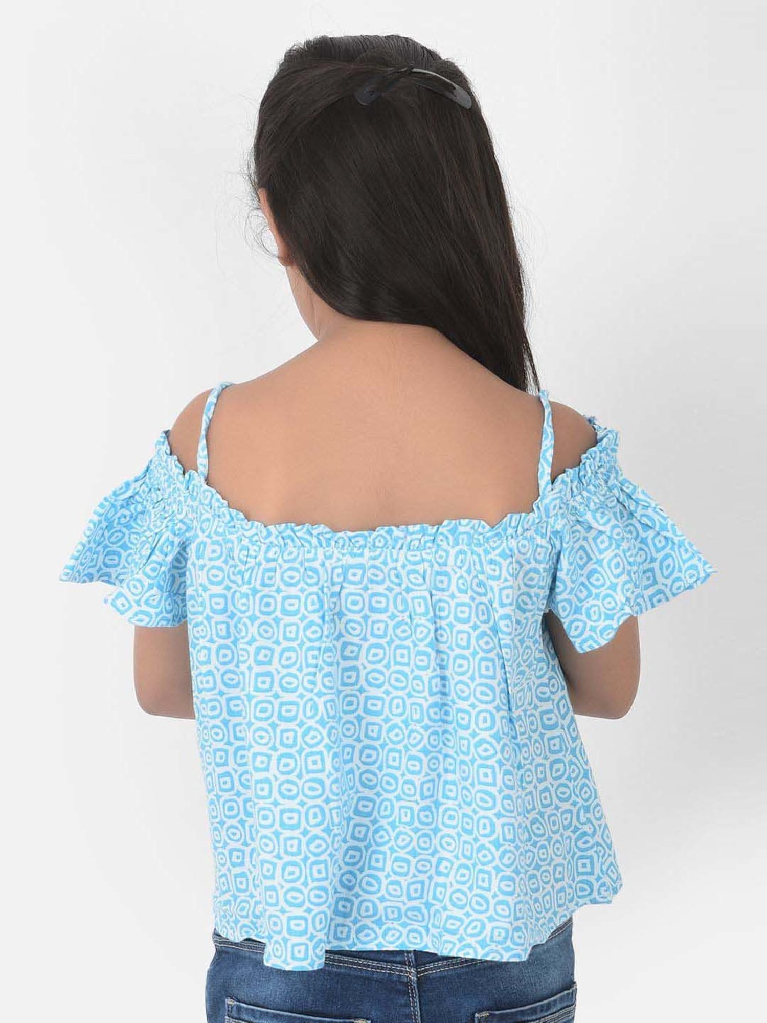 Crimsoune Club Kids Blue & White Printed Top